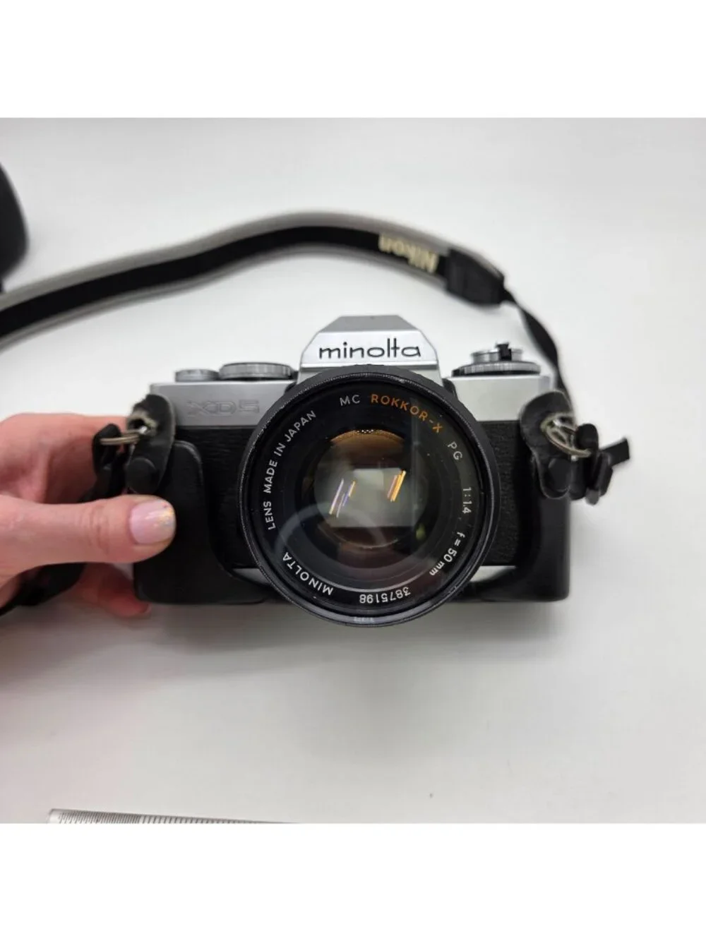 Minolta XG-1 35mm SLR Film Camera W/ 50mm Lens Pentax Leather Cover Nikon Strap